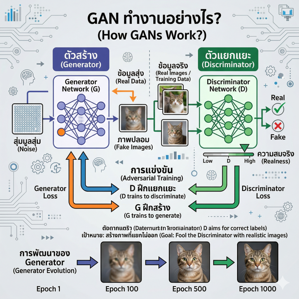 Generative Adversarial Networks (GAN) คืออะไร? เทคโนโลยี AI ที่สร้างภาพเหมือนจริงได้อย่างน่าทึ่ง gemini generated image vr54lgvr54lgvr54