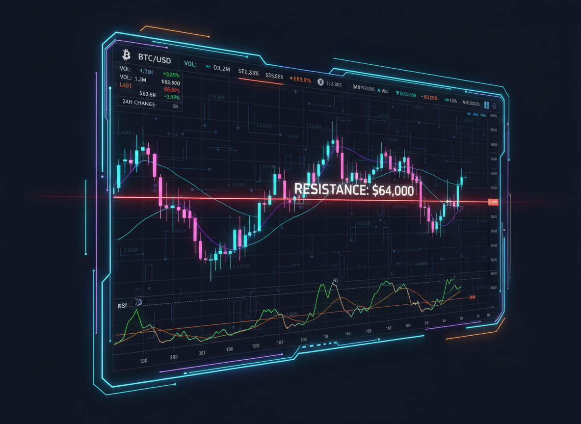 กราฟวิเคราะห์ทางเทคนิคของราคา Bitcoin แสดงแนวต้านและแนวรับสำคัญ