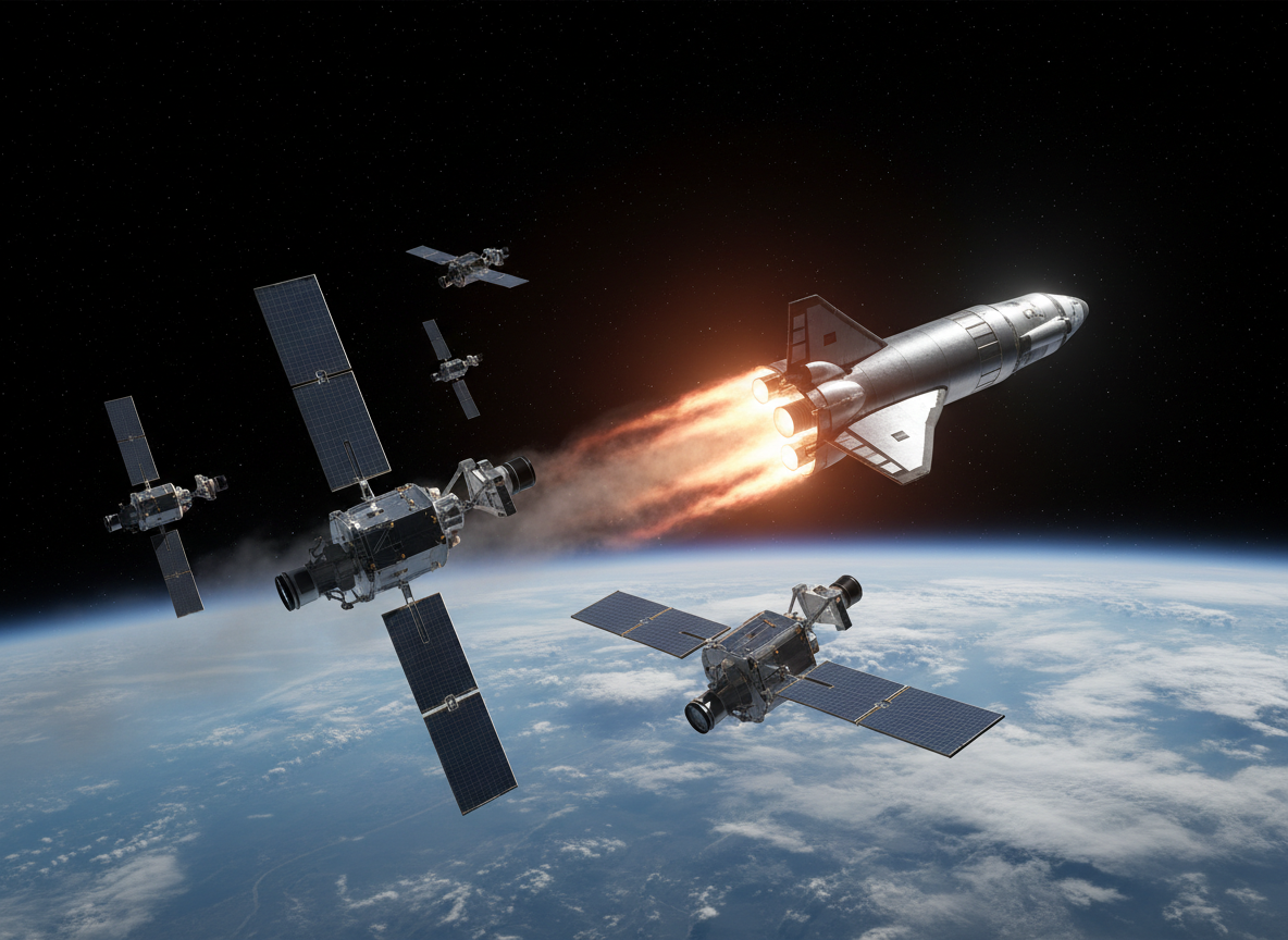 ดาวเทียม Starlink ในวงโคจรขณะบันทึกภาพการกลับเข้าสู่ชั้นบรรยากาศ