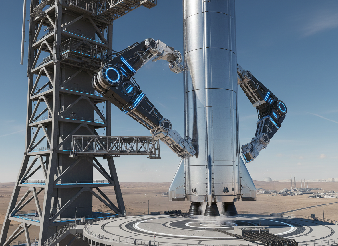 หอคอยจับยาน Starship V3 ด้วยแขนกล