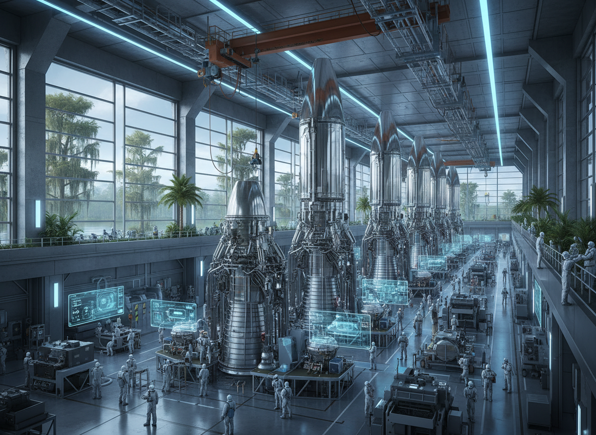 โรงงานผลิตชิ้นส่วนจรวดและเครื่องยนต์ Raptor ของ SpaceX