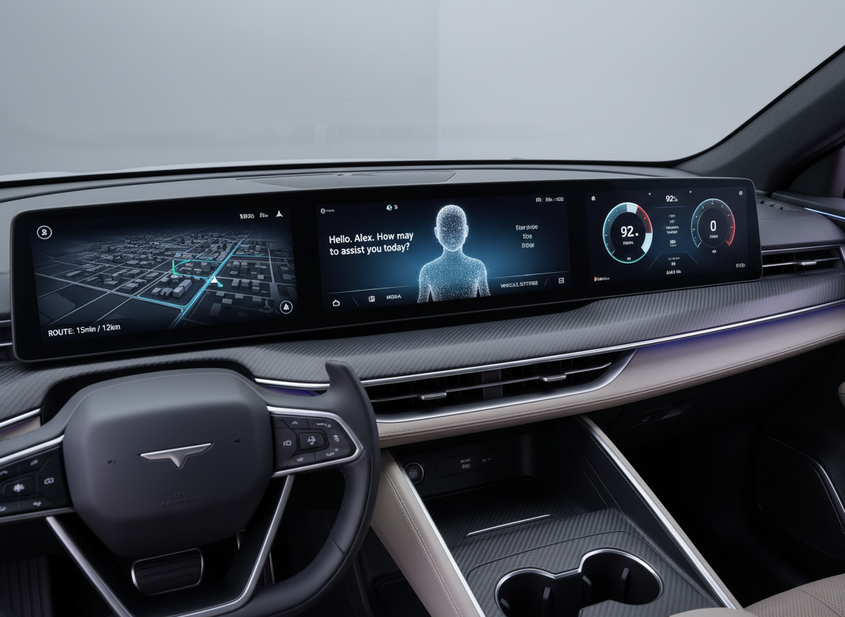 หน้าจอ Smart Cockpit และแผงคอนโซลอัจฉริยะในรถ EV
