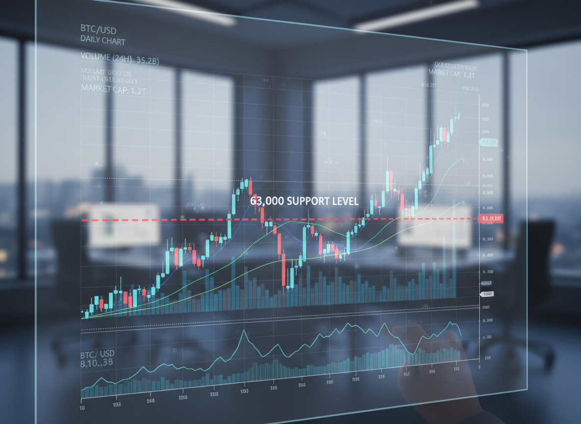 หน้าจอเทรดคริปโตแสดงแนวรับสำคัญของ Bitcoin
