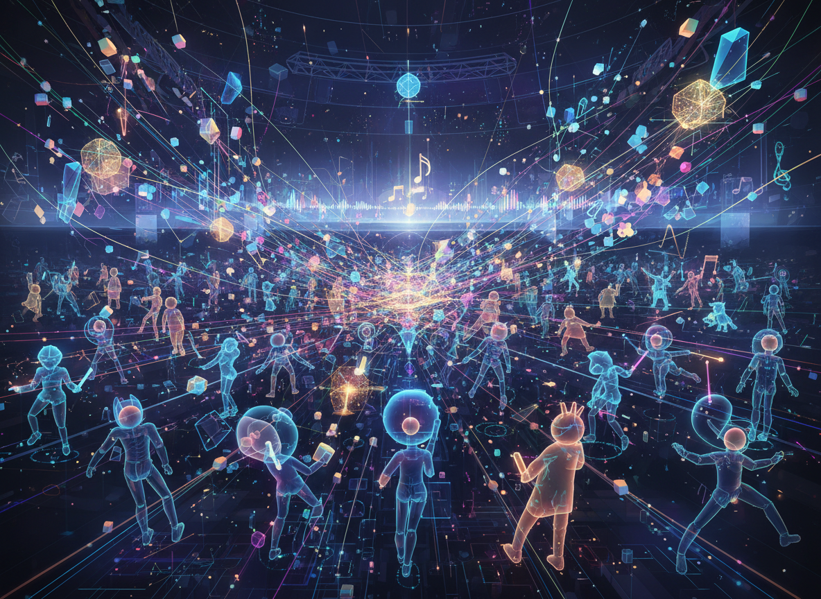 ภาพแนวคิดแสดงการทำงานของ AI ในการสร้างผู้ชมเสมือน