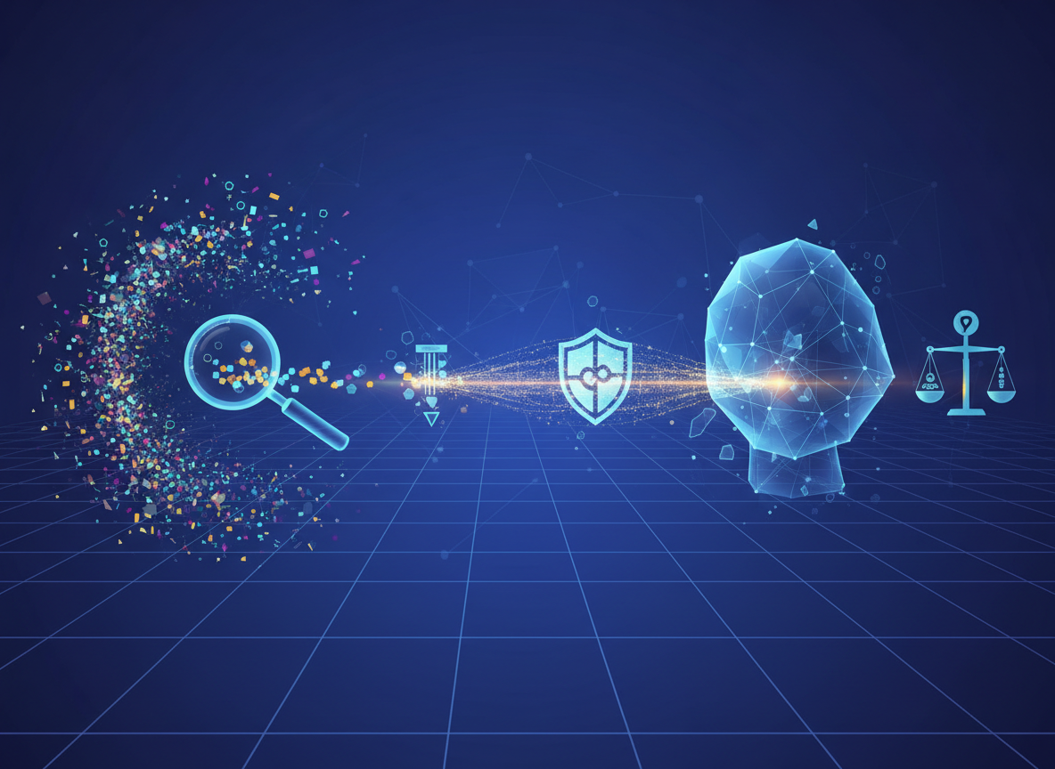 ภาพเปรียบเทียบวงจรข้อมูล AI และการปฏิบัติตาม PDPA